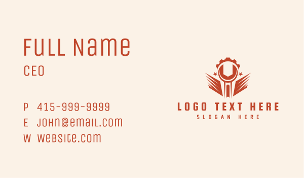 Handyman Wrench Cog Business Card Design Image Preview