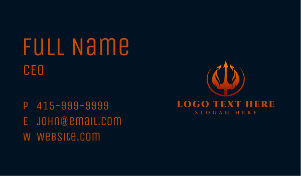 Flaming Hot Trident  Business Card Design Image Preview