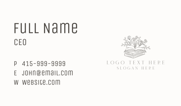 Rustic Floral Book Business Card Design Image Preview