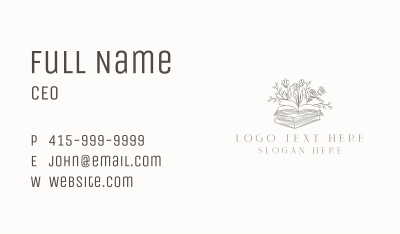 Rustic Floral Book Business Card Image Preview