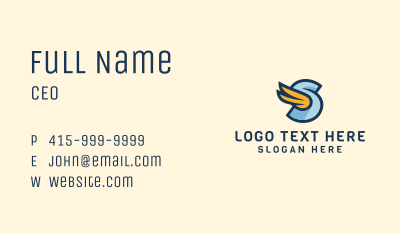 Autoshop Wings Letter S Business Card Image Preview