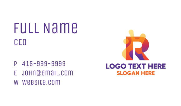 Colorful Splash Letter R Business Card Design Image Preview