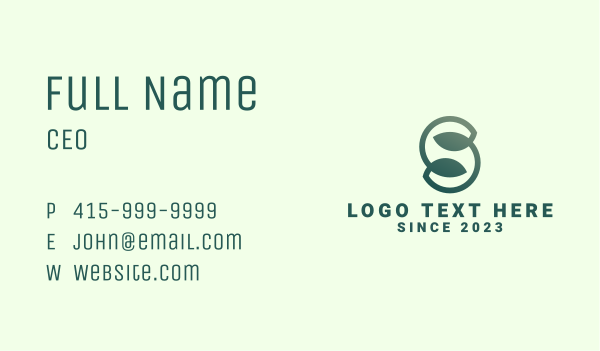 Sustainable Leaf Letter S Business Card Design Image Preview