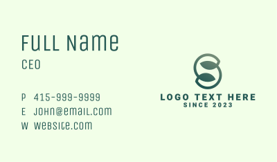 Sustainable Leaf Letter S Business Card Image Preview