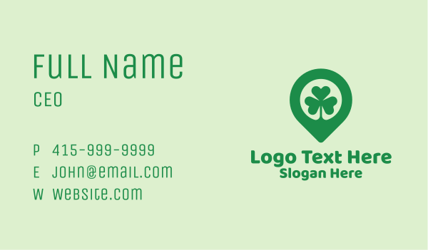 Irish Shamrock Location Pin Business Card Design Image Preview