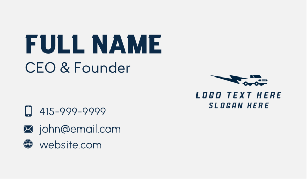 Lightning Fast Pickup Truck Business Card Design