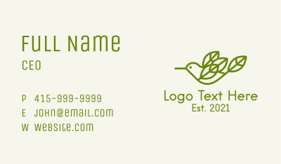 Green Bird Leaves Business Card Image Preview