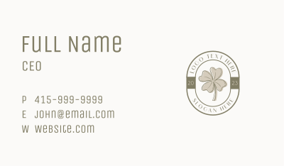 Rustic Clover Leaf Business Card Image Preview