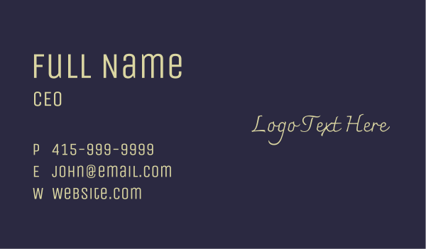 Elegant Cursive Wordmark Business Card Design Image Preview
