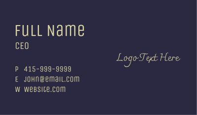 Elegant Cursive Wordmark Business Card Image Preview