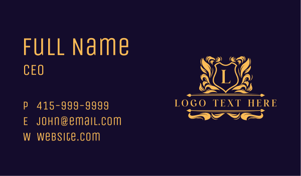 Luxury Floral Crest Business Card Design Image Preview