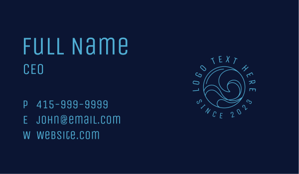 Blue Surfing Wave  Business Card Design Image Preview