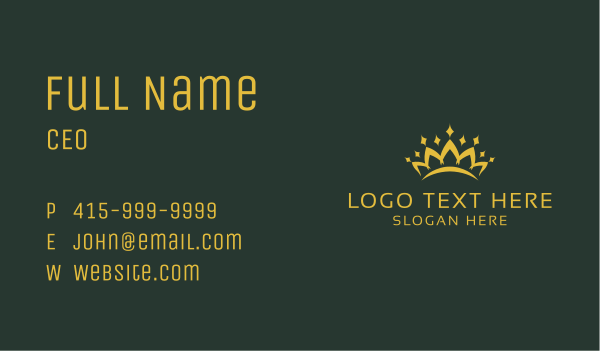 Yellow Pageant Crown Business Card Design Image Preview