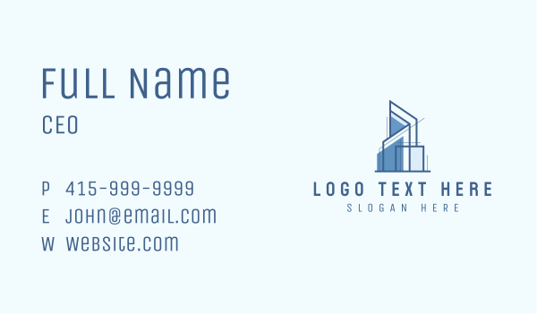 Blue Building Architect Business Card Design Image Preview