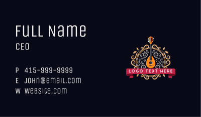 Elegant Musical Mandolin Ornament Business Card Image Preview