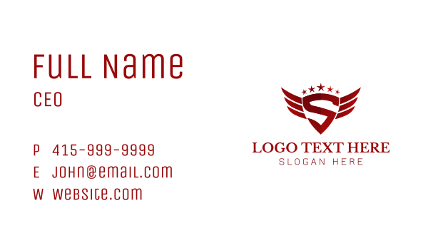 Gradient Shield Wings Letter S Business Card Design Image Preview