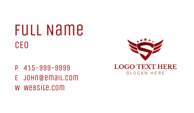Gradient Shield Wings Letter S Business Card Image Preview