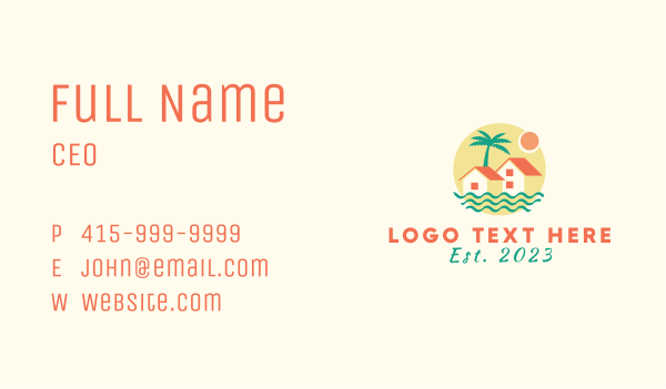Beach House Island Resort Business Card Design Image Preview
