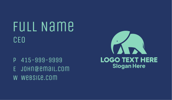 Teal Elephant Silhouette Business Card Design Image Preview