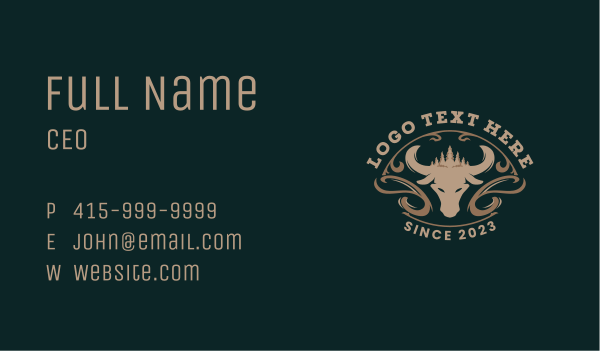 Outdoor Bull Ranch Business Card Design Image Preview