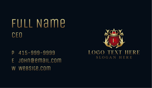 Royalty Shield Crest Business Card Design Image Preview