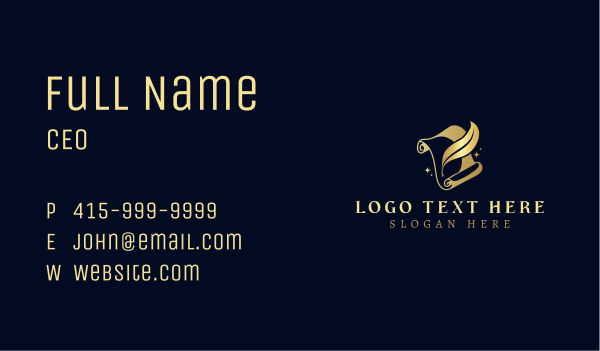 Novel Feather Quill Business Card Design Image Preview