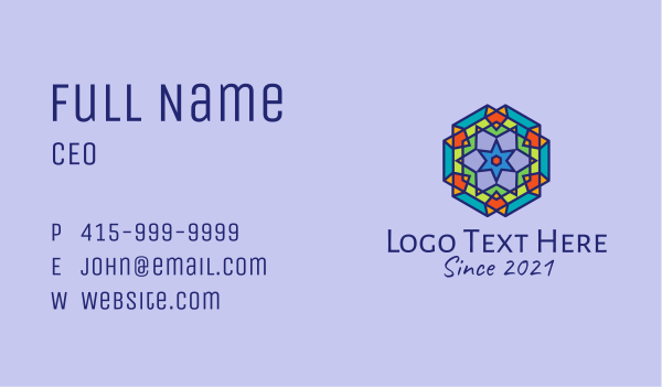 Multicolor Kaleidoscope Tile  Business Card Design Image Preview
