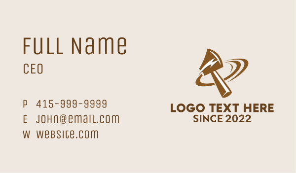 Brown Electric Axe  Business Card Design Image Preview