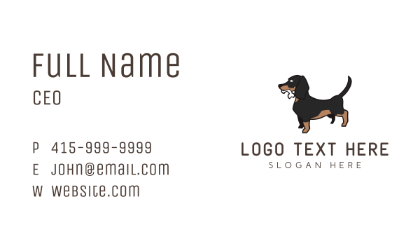 Dachshund Chewing Bone Business Card Design Image Preview