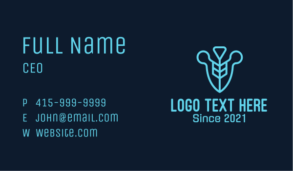 Blue Tech Shield Business Card Design Image Preview