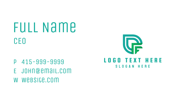Green Leaf Letter F Business Card Design Image Preview