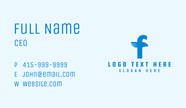 Blue Eagle Letter F Business Card Design Image Preview