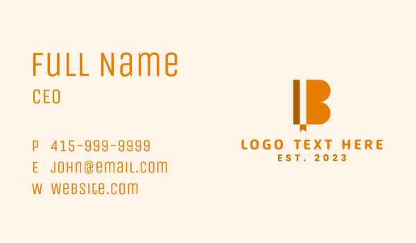 Bookmark Library Letter B Business Card Design Image Preview