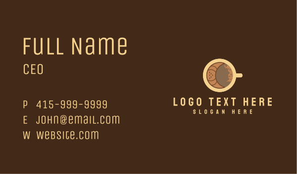 Croissant Coffee Latte Cup Business Card Design Image Preview