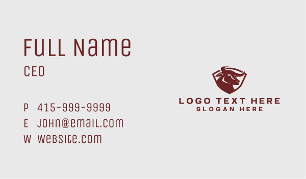 Wild Bull Shield Business Card Design Image Preview