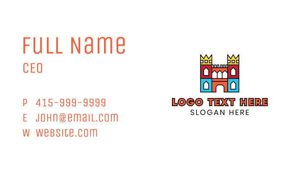 Colorful Polygon Castle Business Card Design Image Preview