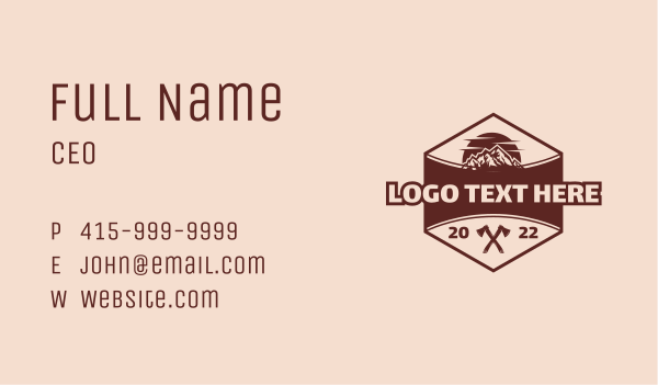 Mountain Travel Axe Business Card Design Image Preview