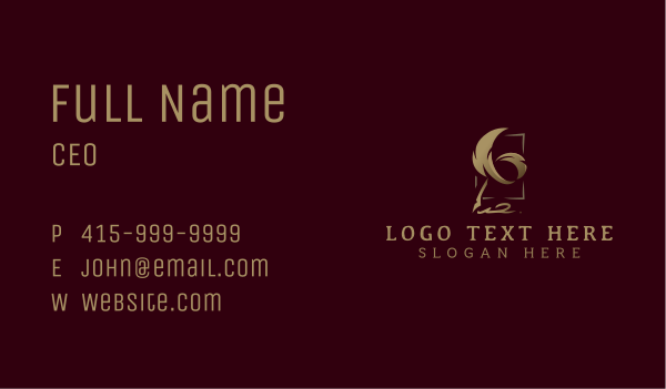 Quill Feather Signature Business Card Design Image Preview