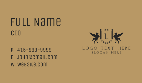 Pegasus Horse Shield Business Card Design Image Preview