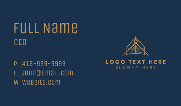 Golden Bridge Compass Business Card Design Image Preview