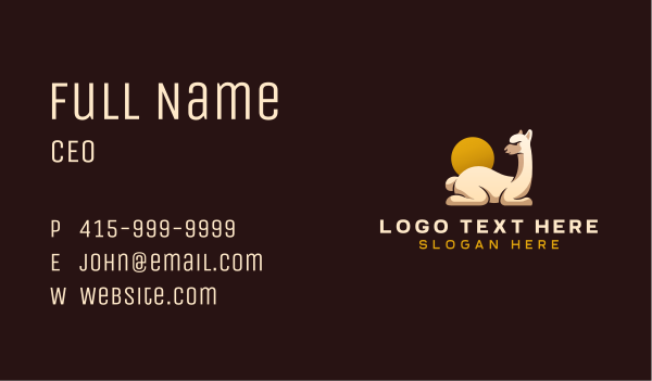 Alpaca Llama Safari Business Card Design Image Preview