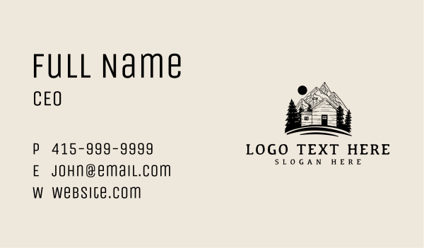 Outdoor Mountain Cabin Business Card Design Image Preview