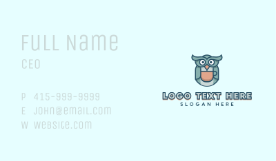 Owl Coffee Cup Business Card Image Preview