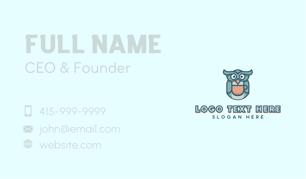 Owl Coffee Cup Business Card Design