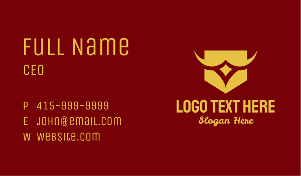 Gold Horns Shield Emblem  Business Card Design