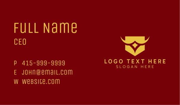 Gold Horns Shield Emblem  Business Card Design Image Preview