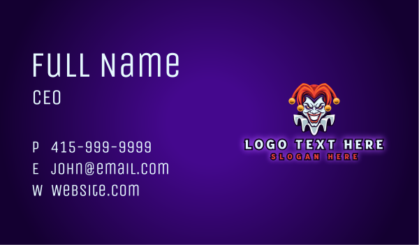 Circus Jester Gaming Business Card Design Image Preview