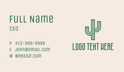 Cactus Letter J  Business Card