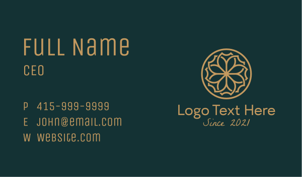 Gold Flower Centerpiece  Business Card Design Image Preview