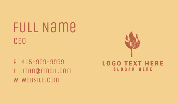 Flaming Fork BBQ Business Card Design Image Preview